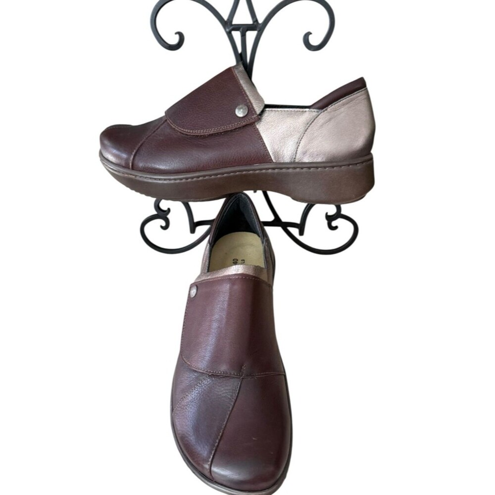 Naot women’s  Brown Leather Slip-On Loafers with Metallic Accent
